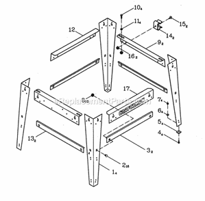 Stand Diagram and Parts List for  Craftsman Table Saw