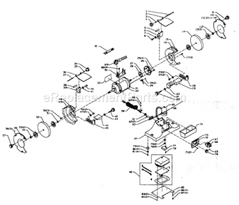 Grinder Assy Diagram and Parts List for  Craftsman Bench Grinder
