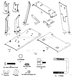 Unit Parts Diagram and Parts List for  Craftsman Workbench