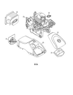 Muffler/short Block/cylinder Cover Diagram and Parts List for  Craftsman Chainsaw