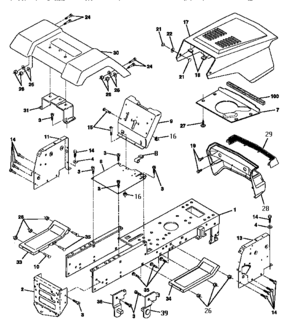 Chassis And Enclosures Diagram and Parts List for  Craftsman Lawn Tractor