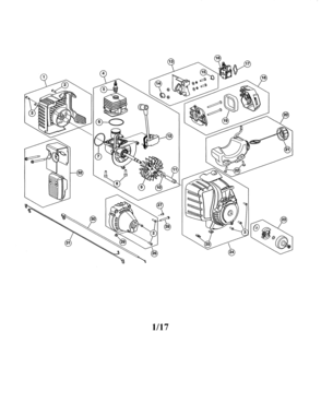Short Block/fuel Tank/starter Housing Diagram and Parts List for  Craftsman Trimmer
