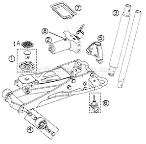 Floor Jack Diagram and Parts List for  Craftsman Jack