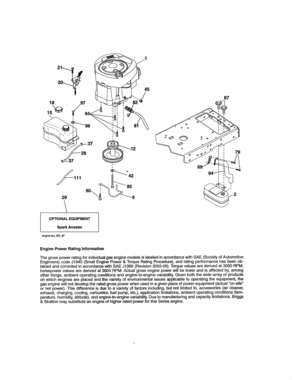 Engine Diagram and Parts List for  Craftsman Lawn Tractor