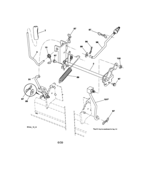 Lift Diagram and Parts List for  Craftsman Lawn Tractor