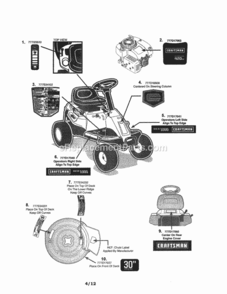 Page A Diagram and Parts List for  Craftsman Lawn Tractor