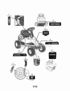 Page A Diagram and Parts List for  Craftsman Lawn Tractor