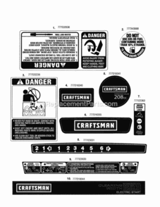 Page D Diagram and Parts List for  Craftsman Snow Blower