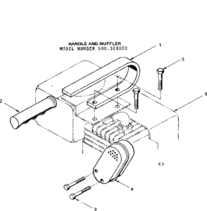 Handle And Muffler Diagram and Parts List for 580324020  Craftsman Engine