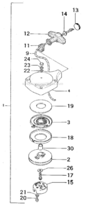 Recoil_Starter Diagram and Parts List for 298586192  Craftsman Engine