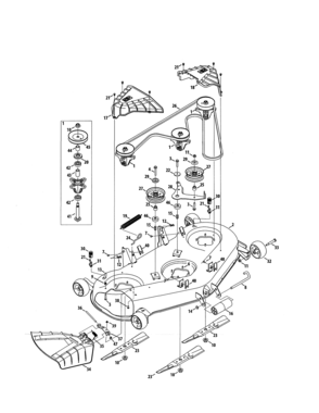 Deck/pulley Spindle Diagram and Parts List for  Craftsman Lawn Tractor