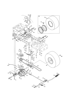 Transmission/wheel Assembly Diagram and Parts List for  Craftsman Lawn Tractor