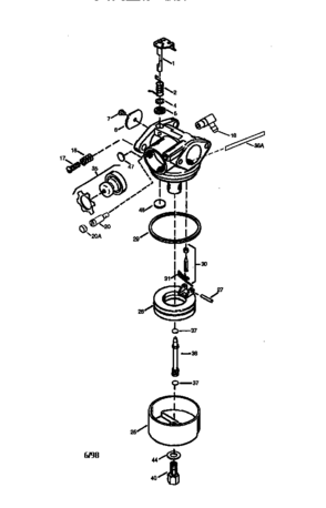 Carburetor 640156 Diagram and Parts List for  Craftsman Engine