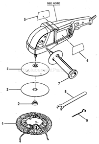 Outside Parts Diagram and Parts List for  Craftsman Sander Polisher