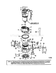 Main Body Diagram and Parts List for  Craftsman Router
