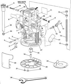 Router Assy Diagram and Parts List for  Craftsman Router