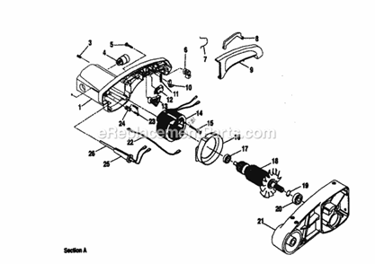 Section A Diagram and Parts List for  Craftsman Miter Saw