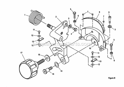 Figure B Diagram and Parts List for  Craftsman Miter Saw