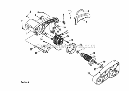 Section A Diagram and Parts List for  Craftsman Miter Saw