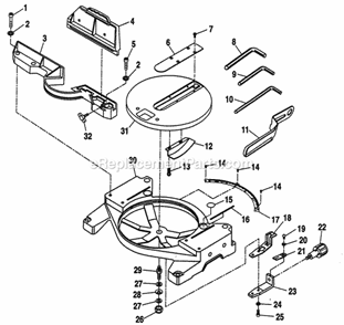 Base Assy Diagram and Parts List for  Craftsman Miter Saw