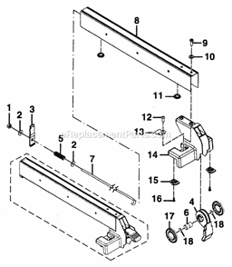Rip Fence Assy Diagram and Parts List for  Craftsman Table Saw