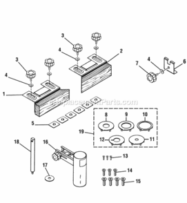 Hardware Diagram and Parts List for  Craftsman Table Saw
