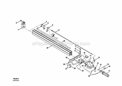 Page C Diagram and Parts List for  Craftsman Table Saw