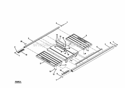 Page H Diagram and Parts List for  Craftsman Table Saw