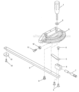 Miter Gage Diagram and Parts List for  Craftsman Table Saw