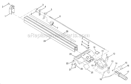 Rip Fence Diagram and Parts List for  Craftsman Table Saw