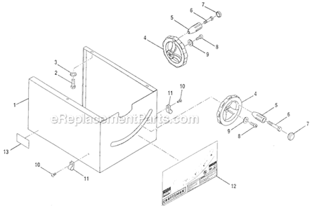 Base Diagram and Parts List for  Craftsman Table Saw