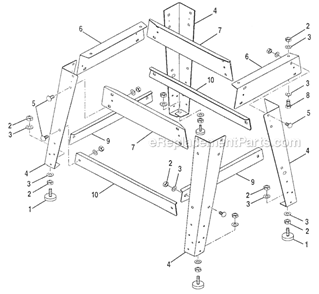 Stand Diagram and Parts List for  Craftsman Table Saw