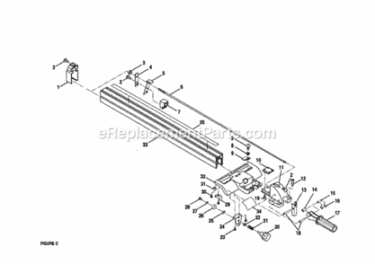Page C Diagram and Parts List for  Craftsman Table Saw