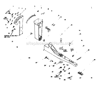 Miter Arm Assembly Diagram and Parts List for 31523742  Craftsman Chop Saw