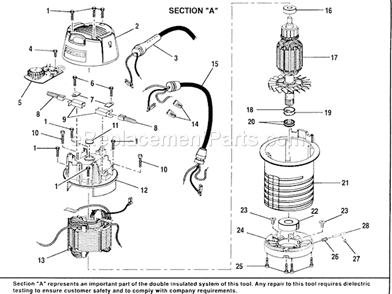 Router Assy Diagram and Parts List for  Craftsman Router