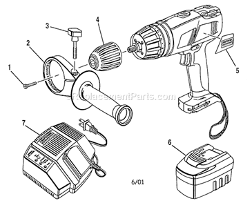 Drill Diagram and Parts List for 315271251  Craftsman Cordless Drill