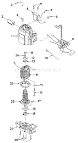 Motor Assembly Diagram and Parts List for  Craftsman Router