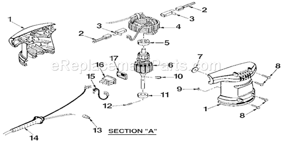 Figure B Diagram and Parts List for  Craftsman Orbital or Palm Sander