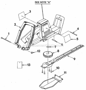 Page A Diagram and Parts List for  Craftsman Hedge Trimmer