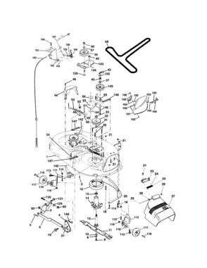 Mower Deck Diagram and Parts List for  Craftsman Lawn Tractor