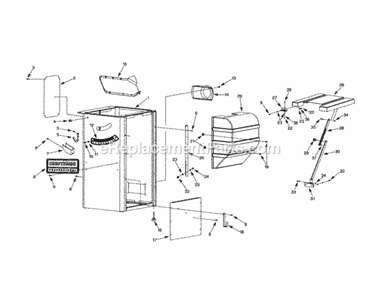 Cabinet Diagram and Parts List for  Craftsman Table Saw