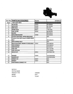 Top Customer Parts Diagram and Parts List for  Craftsman Engine