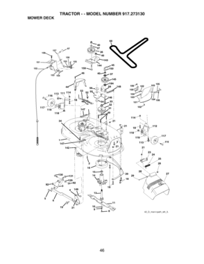 Mower Deck Diagram and Parts List for  Craftsman Lawn Tractor