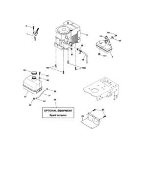 Engine Diagram and Parts List for  Craftsman Lawn Tractor