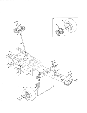 Steering Diagram and Parts List for  Craftsman Lawn Tractor