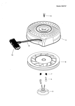 Starter 590737 Diagram and Parts List for 143996002  Craftsman Engine