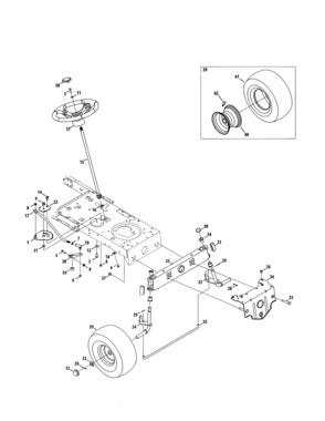 Steering/wheel Diagram and Parts List for  Craftsman Lawn Tractor