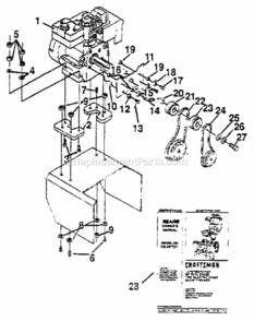 Page B Diagram and Parts List for  Craftsman Snow Blower