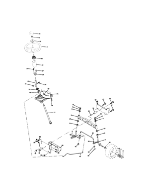 Steering Assembly Diagram and Parts List for  Craftsman Lawn Tractor