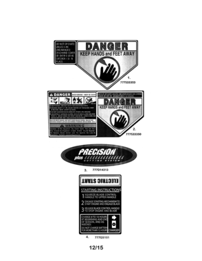 Decals Diagram and Parts List for  Craftsman Lawn Mower